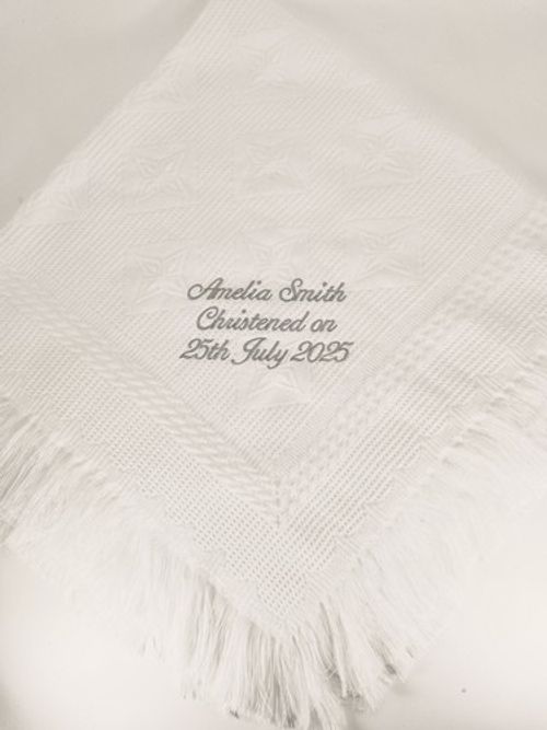 Personalised Christening Blanket, Baby Portuguese Shawl, Baptism Namesake Gift