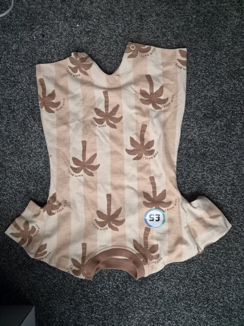 Tu 2pc Baby Playsuit Set 3-6 Months Cotton Jersey Short Sleeve Beige/Brown — image 3