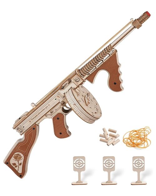 ROKR Thompson Submachine Gun 3D Wooden Puzzle Model Adults DIY Building Toys — image 2