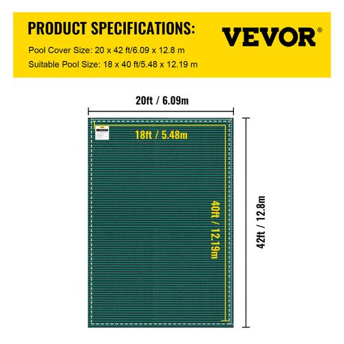 VEVOR Inground Pool Safety Cover Winter Pool Cover 20 x 42 ft with Anchor Tools — image 7