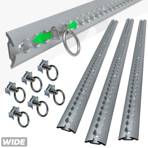 3x rear load cargo track rails locking liner bed 6 tie down fixings lashing hold
