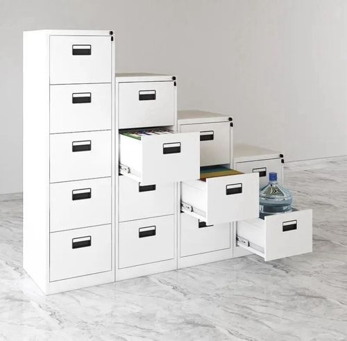 Light grey Metal Filing Cabinet 3 Drawer Lockable Office Storage A4 Home Work — image 4