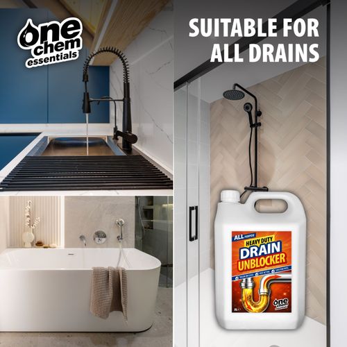 Sink & Drain Unblocker, 2 x 5 Litre, Heavy Duty, Fast acting One Chem Essentials — image 5