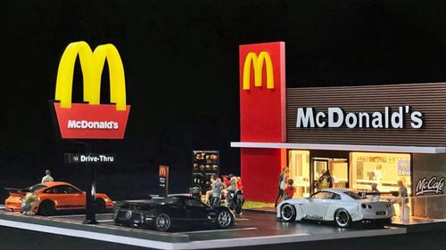 1/64 Diorama Car Garage LED Lighting City Building Parking Lot Diecast Car UK — image 5
