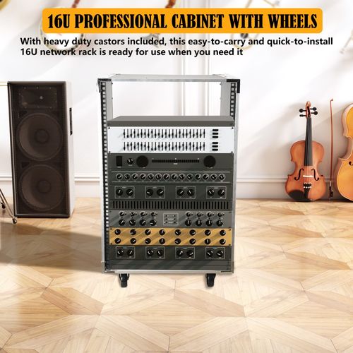 16U Server Rack Server Cabinet Data Cabinet Network Rack Shelf with Wheel 200kg — image 3