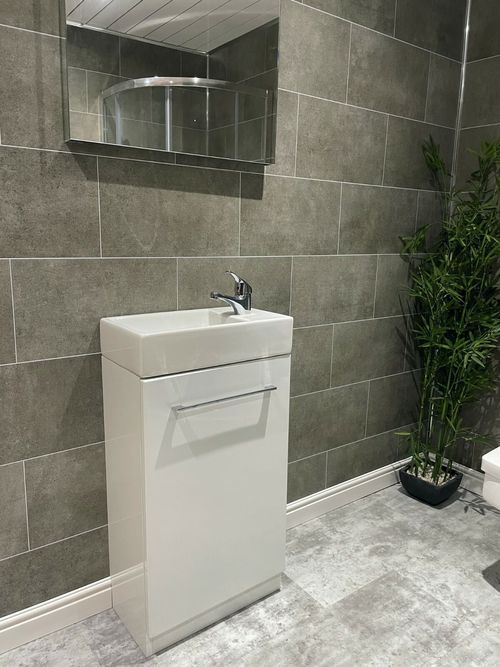 Grey Bathroom Cladding Tile Effect 8mm PVC Wall Panels Shower Wet Wall 4 Pack — image 6