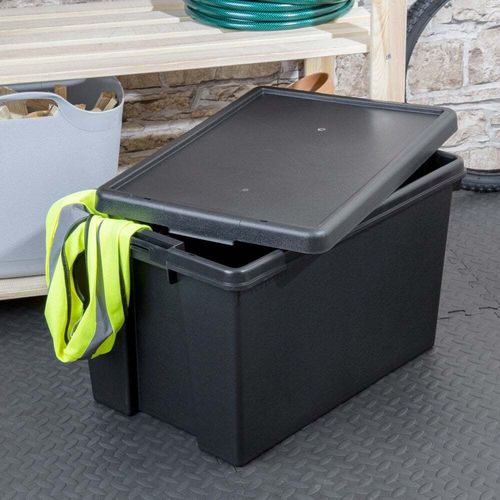 10 x 62L Black Storage Box with Lids Recycled Plastic Heavy Duty Stackable Boxes — image 7