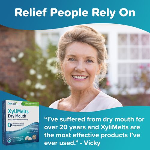 OraCoat XyliMelts Mild Mint 40 Discs for Dry Mouth, Night-Time Relief, Xylitol — image 3