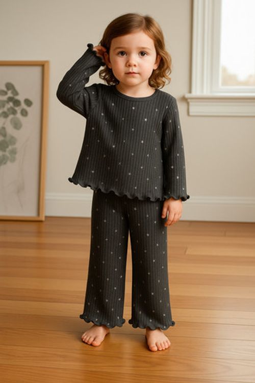 Girls Ex M S Ribbed Cosy Pyjama's Pj's Grey Star Red Floral 1 - 13 Years NEW