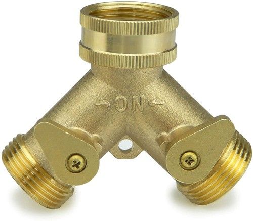 Aqualogis Garden Hose Y Splitter Heavy Duty 2 Way Solid Brass Water Tube Valve
