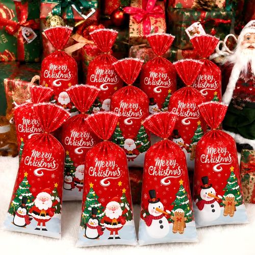 5 x Christmas Gift Bags Red Xmas Present Bags Festive Party Gift Packaging — image 5
