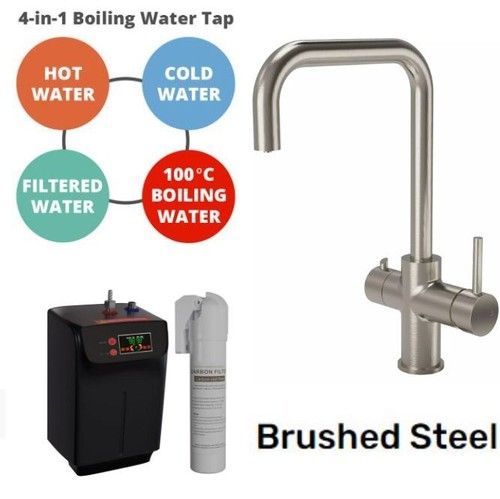 4 in 1 Instant Hot Cold Boiling Water Kitchen Mixer Tap Filter Tank Twin Lever