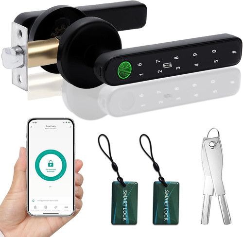 Smart Fingerprint Door Lock, Biometric Keyless Entry Door Lock with APP - Cards