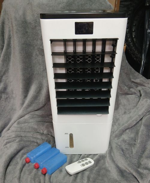 Portable Evaporative Air Cooler Remote, Timer, Oscillation White/Black