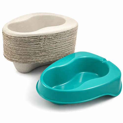 25 Disposable Pulp Cardboard 2L Bed Pan Liners with Plastic Support