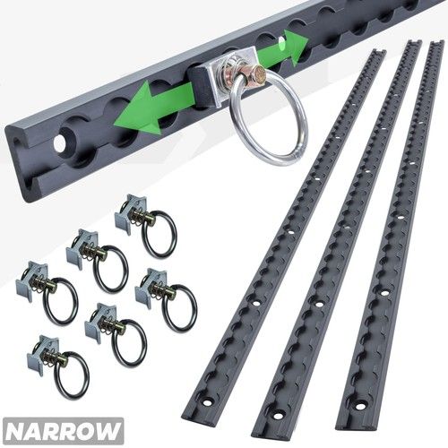 3x load Black cargo track rails locking liner bed 6x sliding tie down fixings