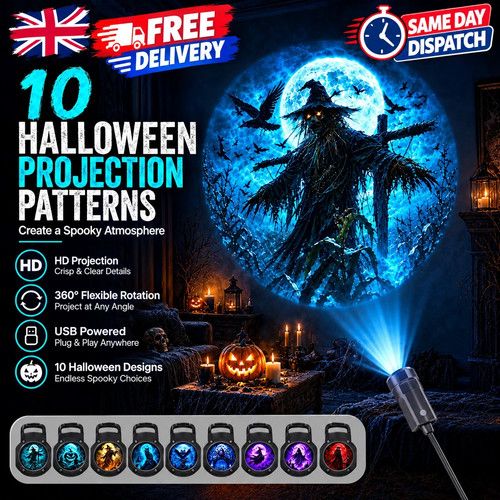 2026 Upgraded Halloween Projector, 10 Patterns Halloween themes 10