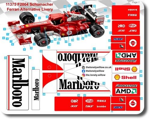 Custom Sticker Set For LEGO 11375 Ferrari F2004 Michael Schumacher