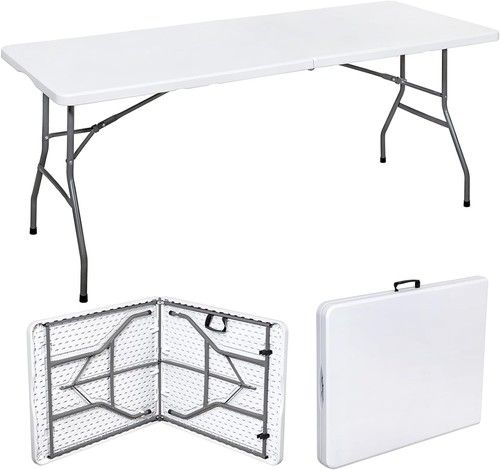 4ft/6ft Trestle Folding Table Indoor Outdoor Garden Plastic Picnic BBQ Catering