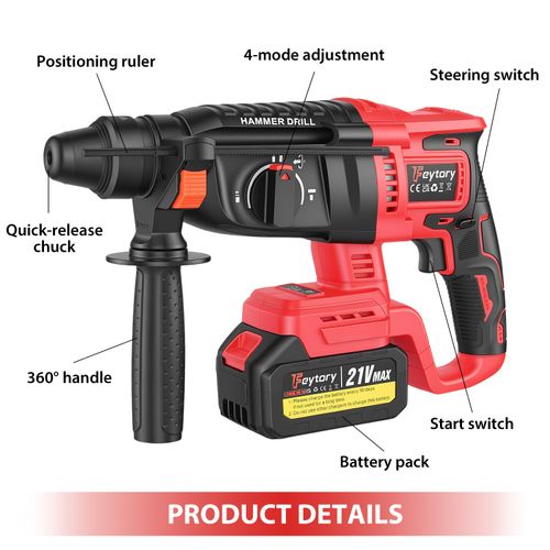 5000W ELECTRIC HAMMER DRILL SDS PLUS DEMOLITION BREAKER + CHISEL SET + Case — image 3