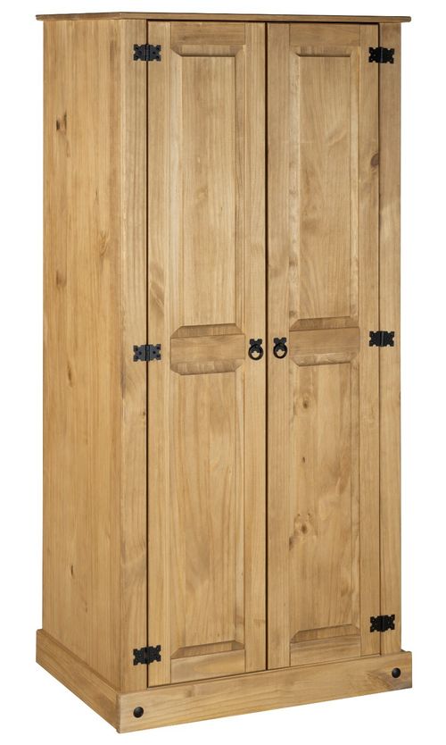 Corona Wardrobe 2 Door Bedroom Solid Mexican Pine Wood Flat Top — image 6