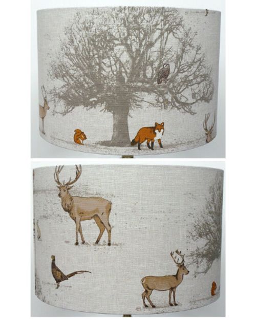 WOODLAND LAMPSHADE Fox Owl Deer Animal Lampshade Ceiling Table Light Shade Round