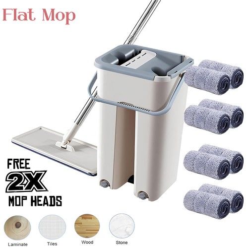 360° Flat Mop and Bucket Set Mop Dry Squeeze & Multi-Functional Wash