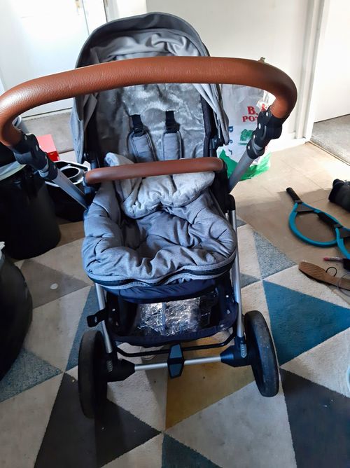 Cybex Grey Single Pushchair Brown Handlebar Rain Cover Canopy Basket — image 1
