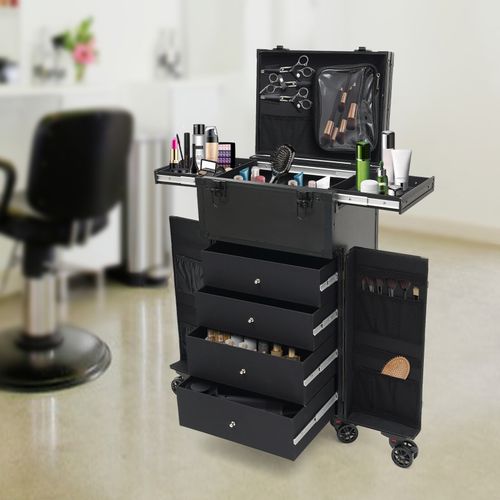 Professional Makeup Case Organizer Travel Case Rolling Makeup Cosmetics Box — image 7
