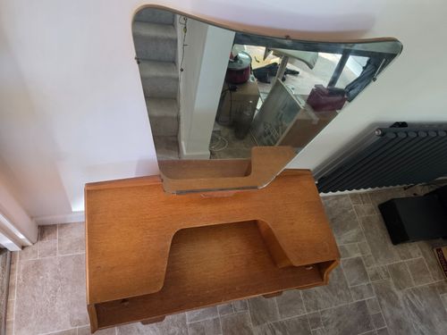 Vintage 1950s G Plan Brandon Oak Dressing Table E Gomme Flared Mirror Desk — image 5