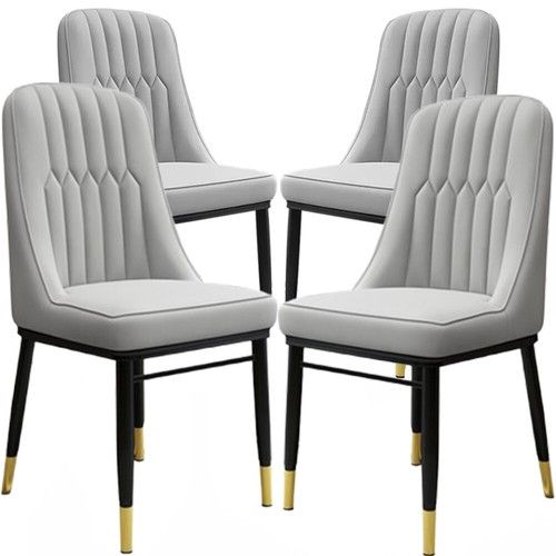 Set of 2/4/6 Grey Faux Leather Dining Chairs; Metal Legs for Home Dining Room UK