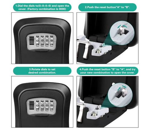 WALL MOUNTED KEY SAFE 4 DIGIT COMBINATION KEY SAFE OUTDOOR SECURITY KEY LOCK BOX — image 5