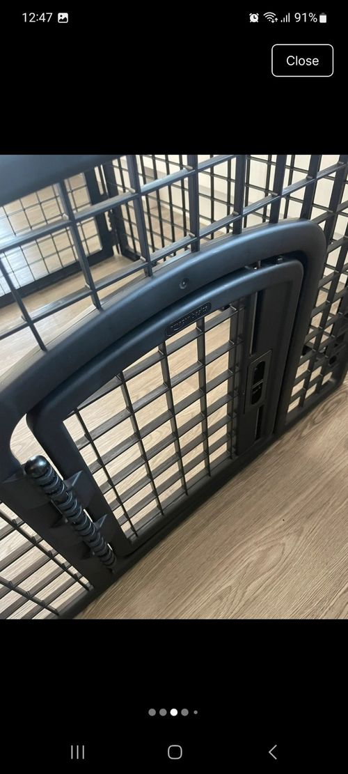 Black Plastic Indoor Dog Puppy Playpen Pen Panels with Door Gate — image 3
