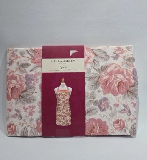 LAURA ASHLEY 100% COTTON APRON  floral dusky pink
