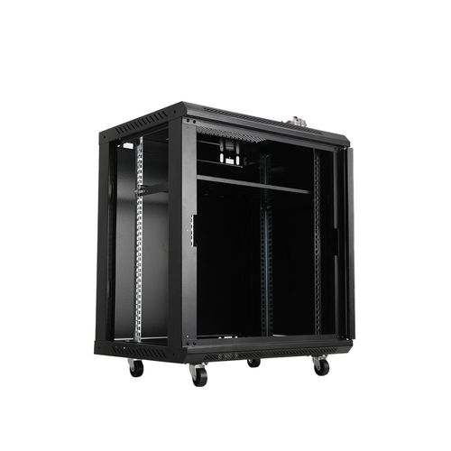 12U 450mm Black Network Cabinet Data Comms Wall Rack with wheels — image 3
