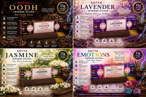 Satya Assorted Incense Sticks Gift Set 12 Collection 180g Jasmine Sandalwood — image 4