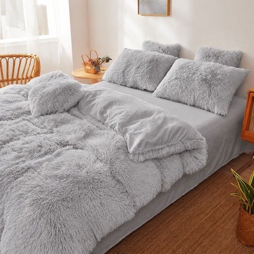 Fluffy Long Faux Fur Duvet Cover Shaggy Teddy Fleece Soft Warm Winter Bedding