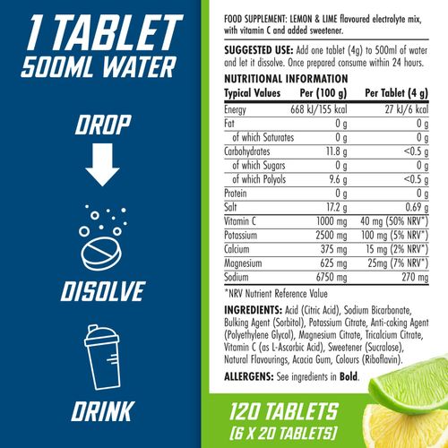 Endurance Hydration Tablet 400mg Electrolytes per Serving Zero Sugar 6x20 Tablet — image 8