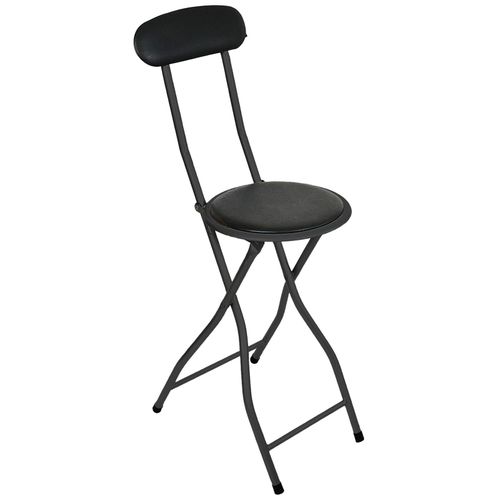2 x BLACK PADDED FOLDING HIGH BACK CHAIR BREAKFAST KITCHEN BAR STOOL FOLDABLE — image 10