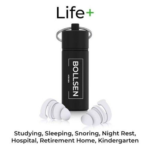 BOLLSEN Life+ Earplugs for Sleeping Snoring Side Sleepers Reusable Silicone 24dB
