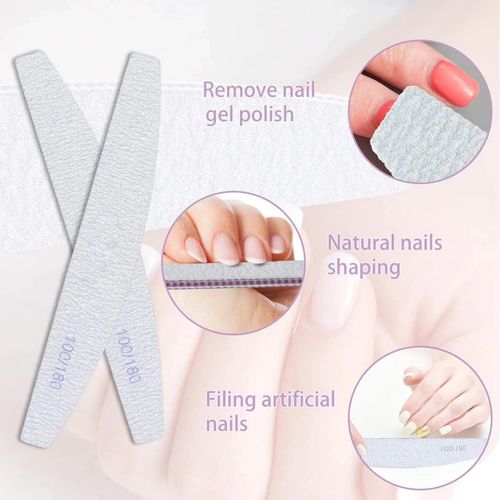 12x Nail Files 100/180 Grit Professional Half Moon Curved Double Sided Nail File — image 4