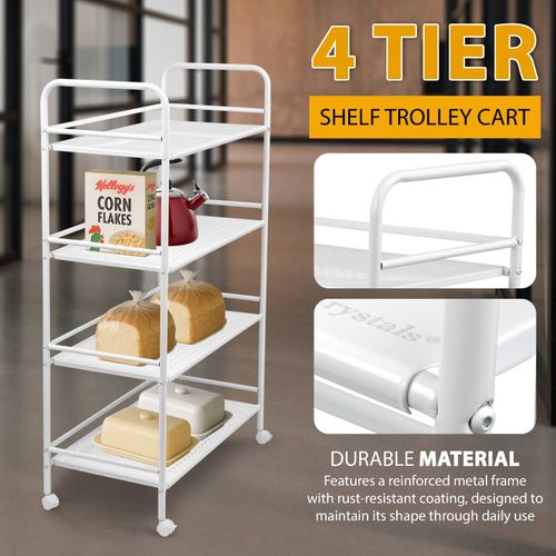 Large Beauty Trolley Cart 4 Shelves Salon Spa Storage Trolley on Wheels White — image 4