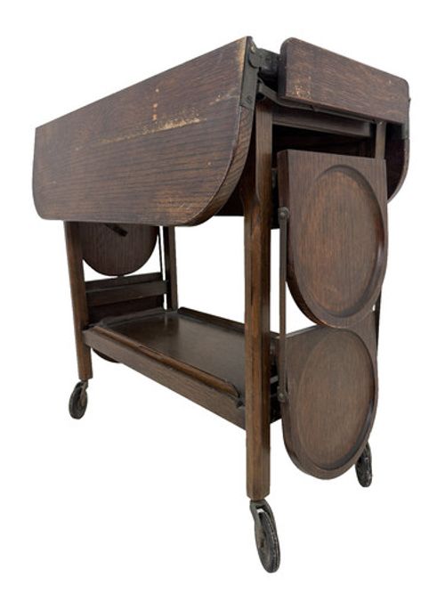 Antique Tea Trolley Table Drop Leaf with Cake Stands Serving Cart