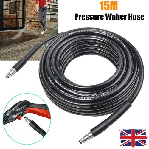 15m Bosch AQT Pressure Washer HOSE For Easy Aquatak 110 -Quick Connect Fittings