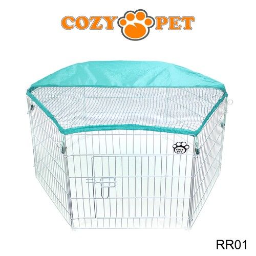 Rabbit Run Galvanised Cozy Pet Play Pen Guinea Pig Dog Playpen Puppy Cage Hutch