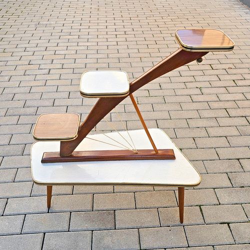 Original Kidney Table 60s 70s Flower Stand Mid Century Flower Bench