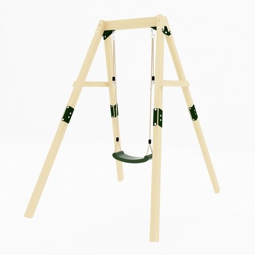GALACTICA Outdoor Wooden Frame Single Plastic Swing, Garden Swing for Kids Play