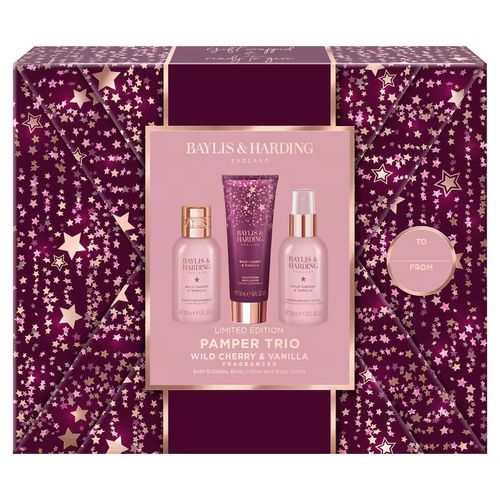 Baylis & Harding Wild Cherry & Vanilla Gift Wrapped Pamper Trio Gift Set — image 1