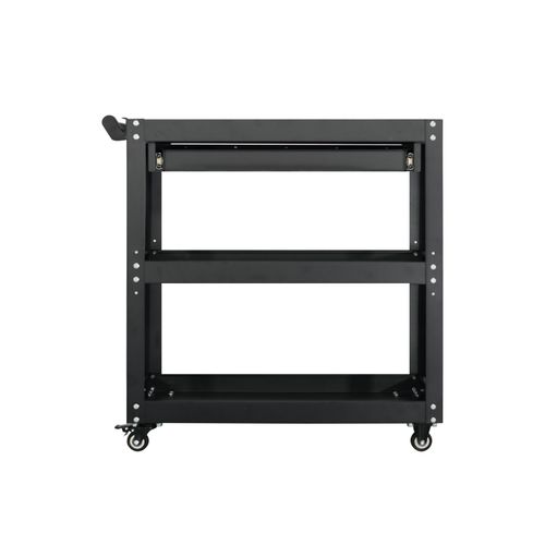 3-Tier Workshop Tool Trolley Cart with Drawer, Steel Garage Storage Cart, Black — image 9