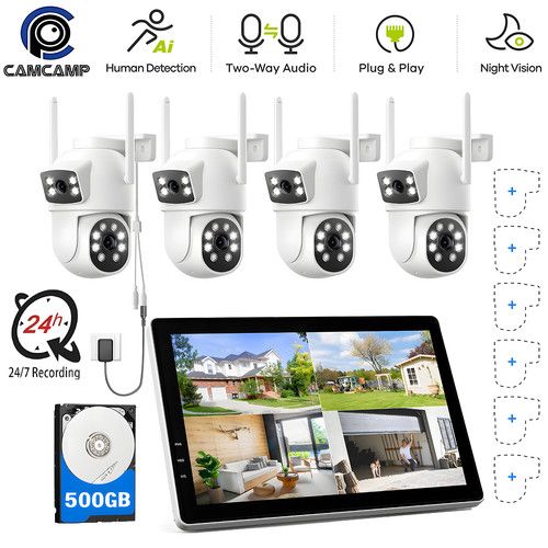 Wireless CCTV Camera Security System 4MP 10CH HDMI NVR Home Outdoor 10in Monitor